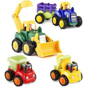 Car Trucks ,Friction Powered Car for Toddler Construction Toy Set of 4